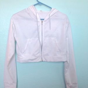 Cropped white hoodie